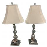 Pair of Glass Ball Table Lamps 28"h