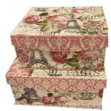 Two Large Decorative Storage Boxes 14", 12"w, 7"