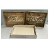 Three Home Goods Wood Trays 19"