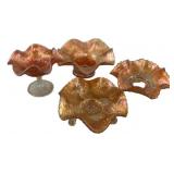 Four Carnival Marigold Compote and Bowls