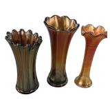 Carnival Glass Vases 9"h