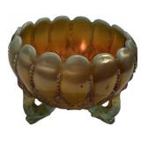 Northwood Aqua Opal Glass Leaf Beads Rose Bowl 5"