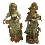 16"h Bisque Porcelain Figurines