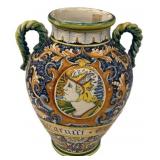 Tuscan Majolica Amphora Style Ceramic Vessel 14"h