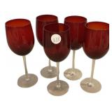 5 Ruby Red Wine Stems 8 1/2"