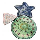 Mustard Seed Round Platter 13"dia, Star Dish, and