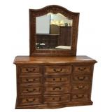Bassett Furniture Triple Dresser with Mirror 40"h