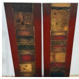 Pair of Signed Painted Narrow Canvas 48"h., 18"w