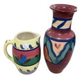 Gail Pittman Vase 13"h and Pitcher