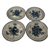10" Blue and White Ribbon Lattice Ceramic Wall Pl