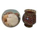 Glass Vase and Mosaic Candle Holder