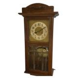 Antique Arts and Crafts Oak Wall Clock 32"h., 15"