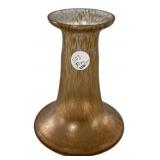 Kralik Czech Iridescent Peach Glass Vase 8"h