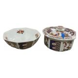Taiwan Imari Style Bowl and Covered Bowl 9"w