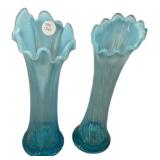 11" Blue Fenton Northwood "Feathers" pattern an