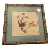 Harry Maddox Hand Painted Bird Framed 11"h., 11"