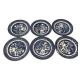 6 Churchill England Willow Plates 8"