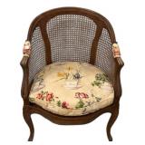 Caned French Louis style bergere armchair