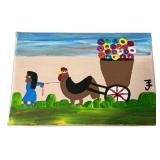 Signed James Hunter Painting Gooster Hauling Flowe