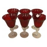 8"Artland Iris style Ruby Red bubble glass goblet