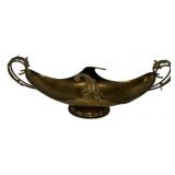 Scalloped Italian Oval Hand-Hammered Brass Centerp