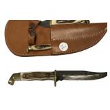 Three Set of Marbles Stag Handled Fixed Blade Kniv