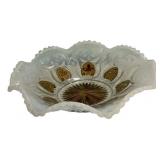 Opalescent Glass Bowl Gold Accents