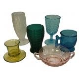 Assorted Vintage Colored Glassware Lot