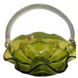 Viking Green Art Glass Basket