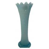 Blue Opalescent Glass Tree Trunk Vase