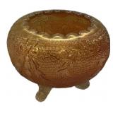 Marigold Carnival Glass Footed Bowl