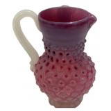 Cranberry Opalescent Hobnail Pitcher