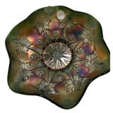 Carnival Glass Ruffled Bowl Floral