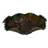 Carnival Glass Good Luck Ruffled Bowl