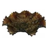 Carnival Glass Good Luck Ruffled Bowl