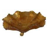 Marigold Carnival Glass Ruffled Bowl