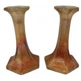 Pair Iridescent Glass Candlesticks