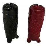 Pair Glass Fish-Shaped Bottles