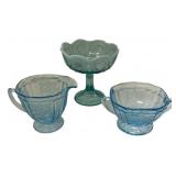 Depression Glass Trio - Creamer Sugar Compote