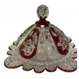 Ruby Stained EAPG Covered Butter Dish