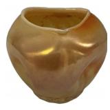 Gold Iridescent Art Glass Pinch Vase