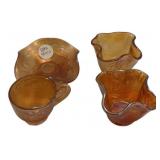 Marigold Carnival Glass Cups Set of 4