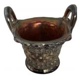 Silver-Tone Basketweave Cache Pot