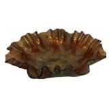 Carnival Glass Ruffled Edge Holly Bowl
