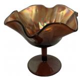 Carnival Glass Ruffled Edge Compote