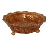 Marigold Carnival Glass Footed Bowl