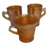 Marigold Carnival Glass Mugs Set of 3