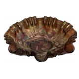 Carnival Glass Ruffled Edge Bowl