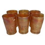 Marigold Carnival Glass Tumblers Set/6