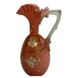 Victorian Cased Glass Ewer Pitcher